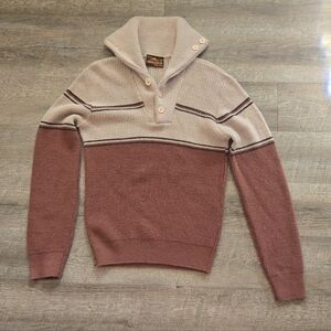 Vintage 70's Dimension Milford Virgin Acrylic Small Sweater Striped Button USA